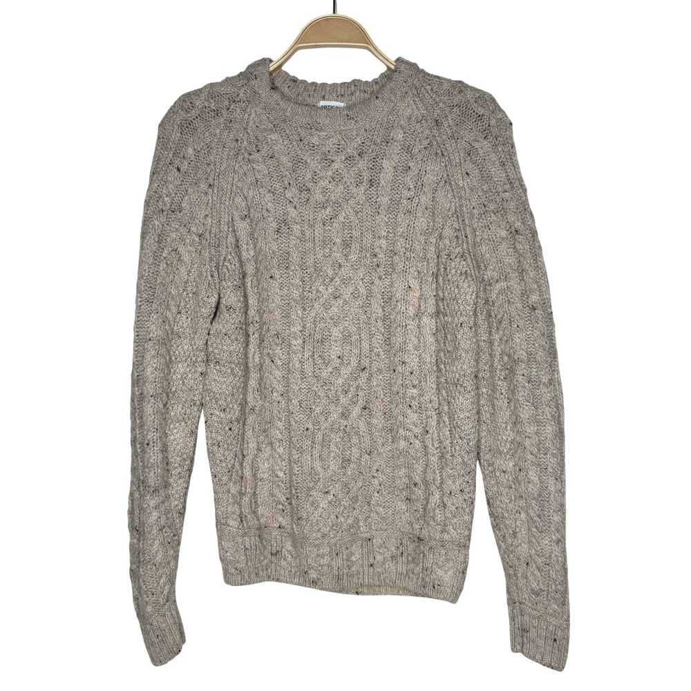 Artisan Knitwear Cable Knit Wool Sweater XS Speckled‎ Tan Crew Neck